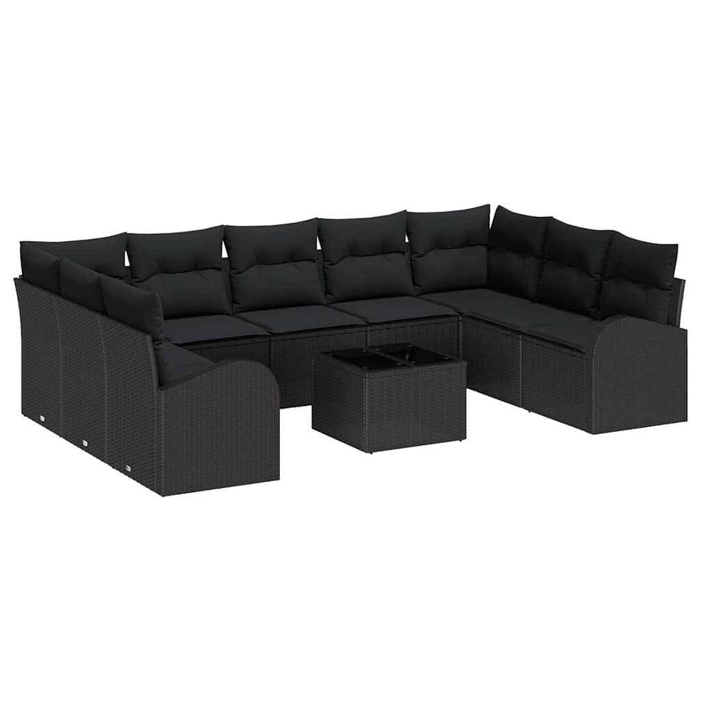 Conjunto de Sofá de Jardim 10 pcs Preto Rattan Sintético