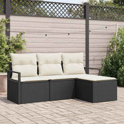 Conjunto de Sofá de Jardim 4 pcs Preto Rattan Sintético