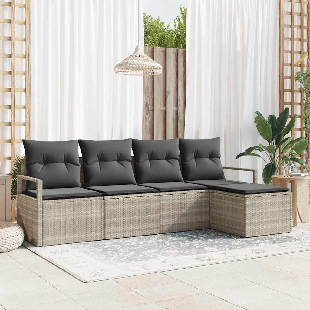 Conjunto de Sofá de Jardim 5 pcs Cinzento-claro