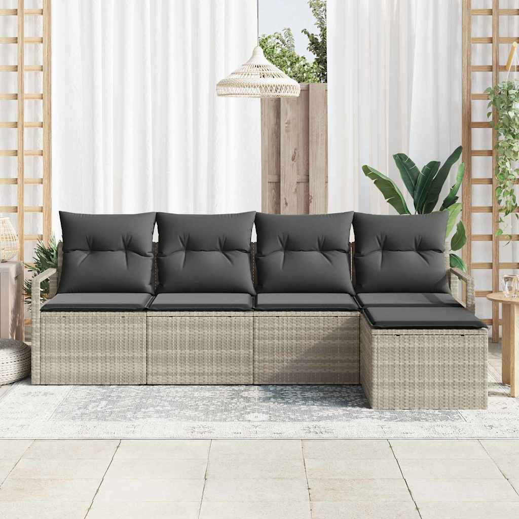 Conjunto de Sofá de Jardim 5 pcs Cinzento-claro
