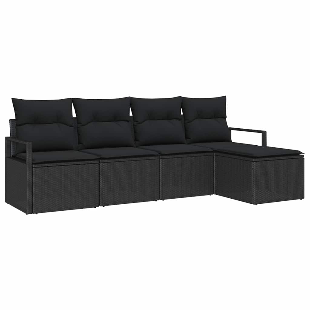 Conjunto de Sofá de Jardim 5 pcs Preto Rattan Sintético