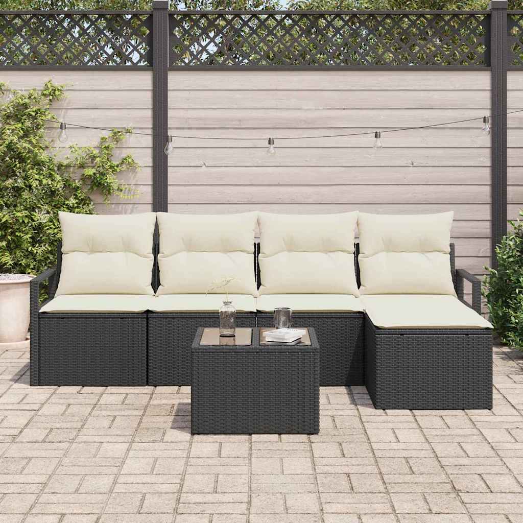 Conjunto de Sofá de Jardim 6 pcs Preto Rattan Sintético