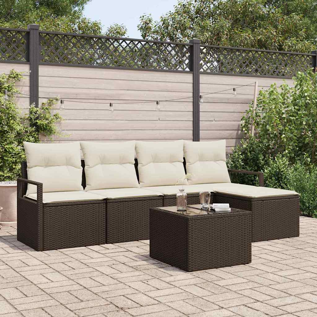 Conjunto de Sofá de Jardim 6 pcs Castanho Rattan Sintético