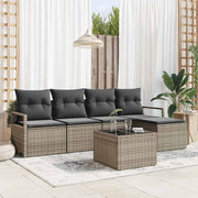 Conjunto de Sofá de Jardim 6 pcs Cinzeto Rattan Sintético