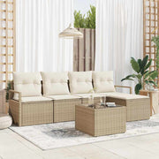 Conjunto de Sofá de Jardim 6 pcs Bege Rattan Sintético
