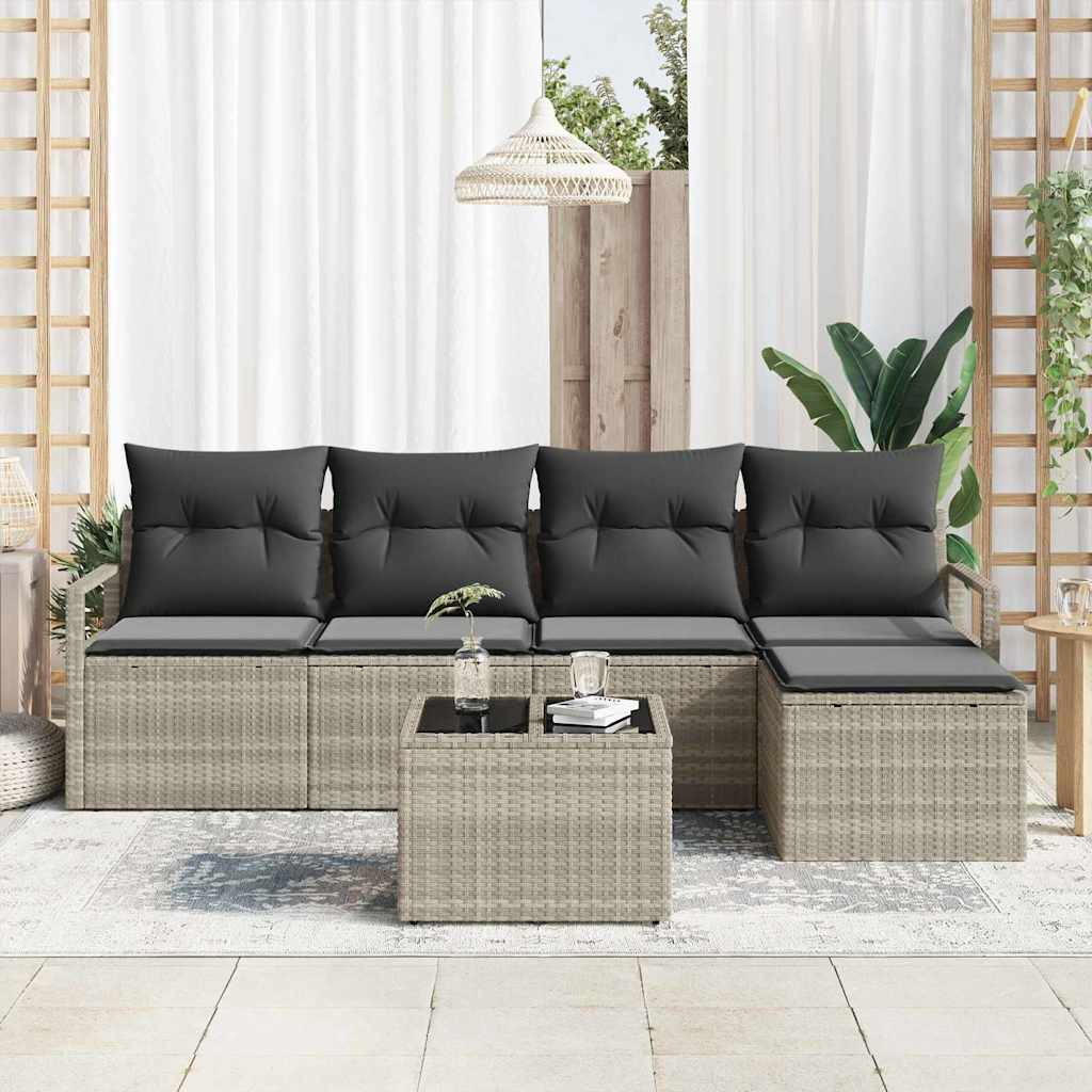 Conjunto de Sofá de Jardim 6 pcs Cinzento-claro