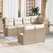 Conjunto de Sofá de Jardim 7 pcs Bege Rattan Sintético