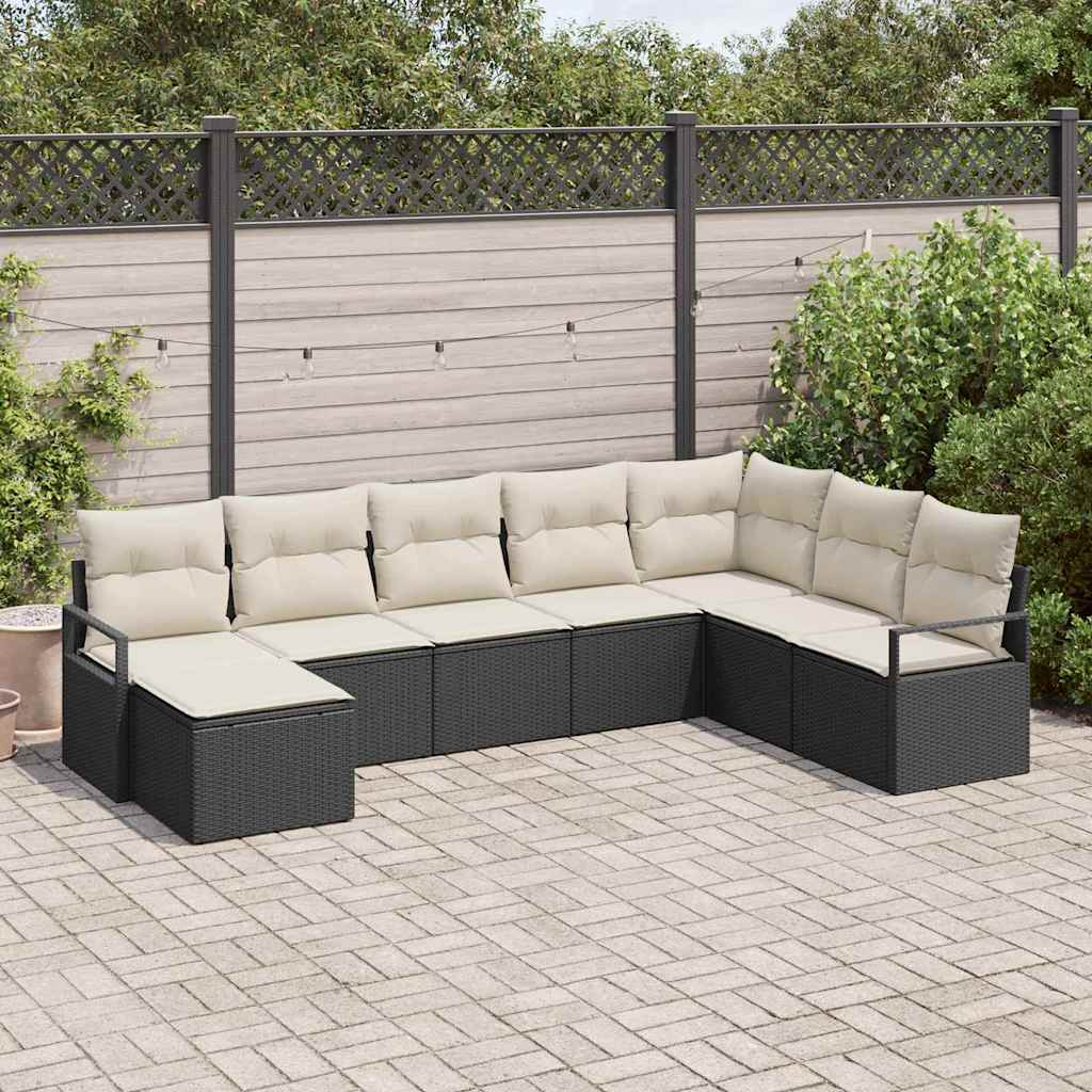 Conjunto de Sofá de Jardim 8 pcs Preto Rattan Sintético