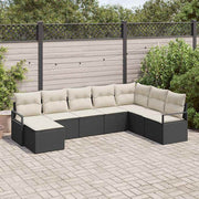 Conjunto de Sofá de Jardim 8 pcs Preto Rattan Sintético