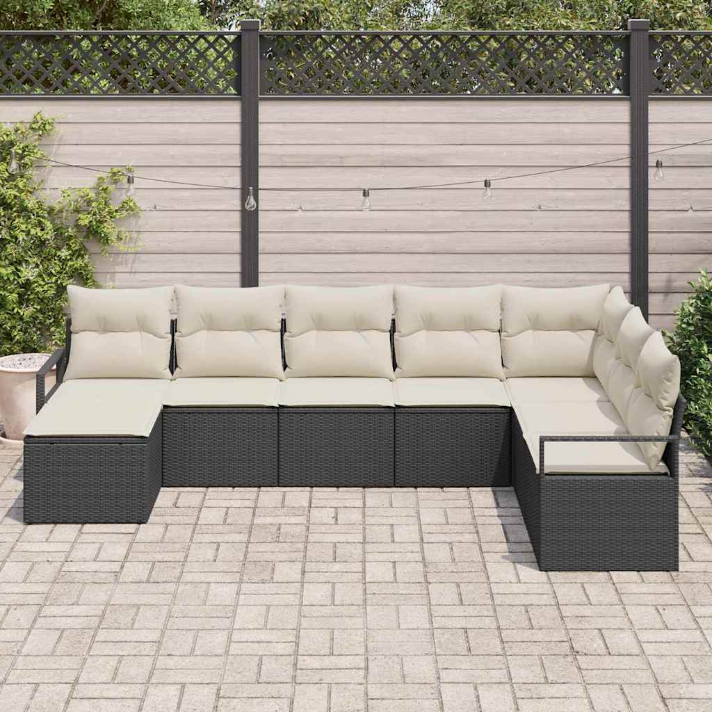 Conjunto de Sofá de Jardim 8 pcs Preto Rattan Sintético