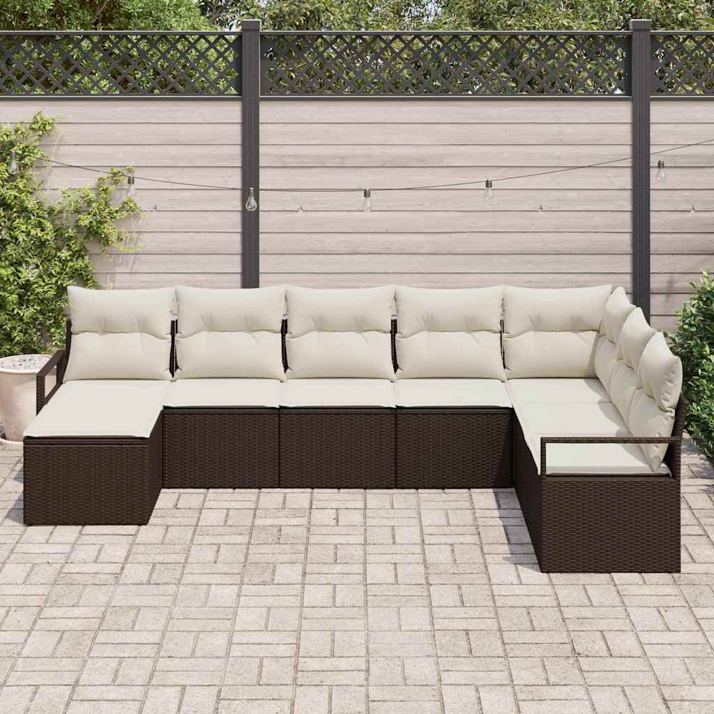Conjunto de Sofá de Jardim 8 pcs Castanho Rattan Sintético