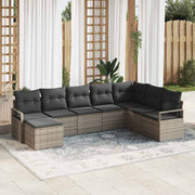 Conjunto de Sofá de Jardim 8 pcs Cinzeto Rattan Sintético