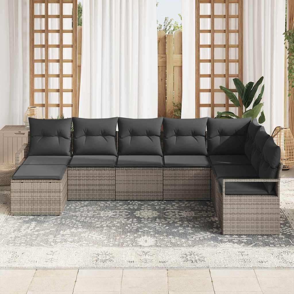 Conjunto de Sofá de Jardim 8 pcs Cinzeto Rattan Sintético
