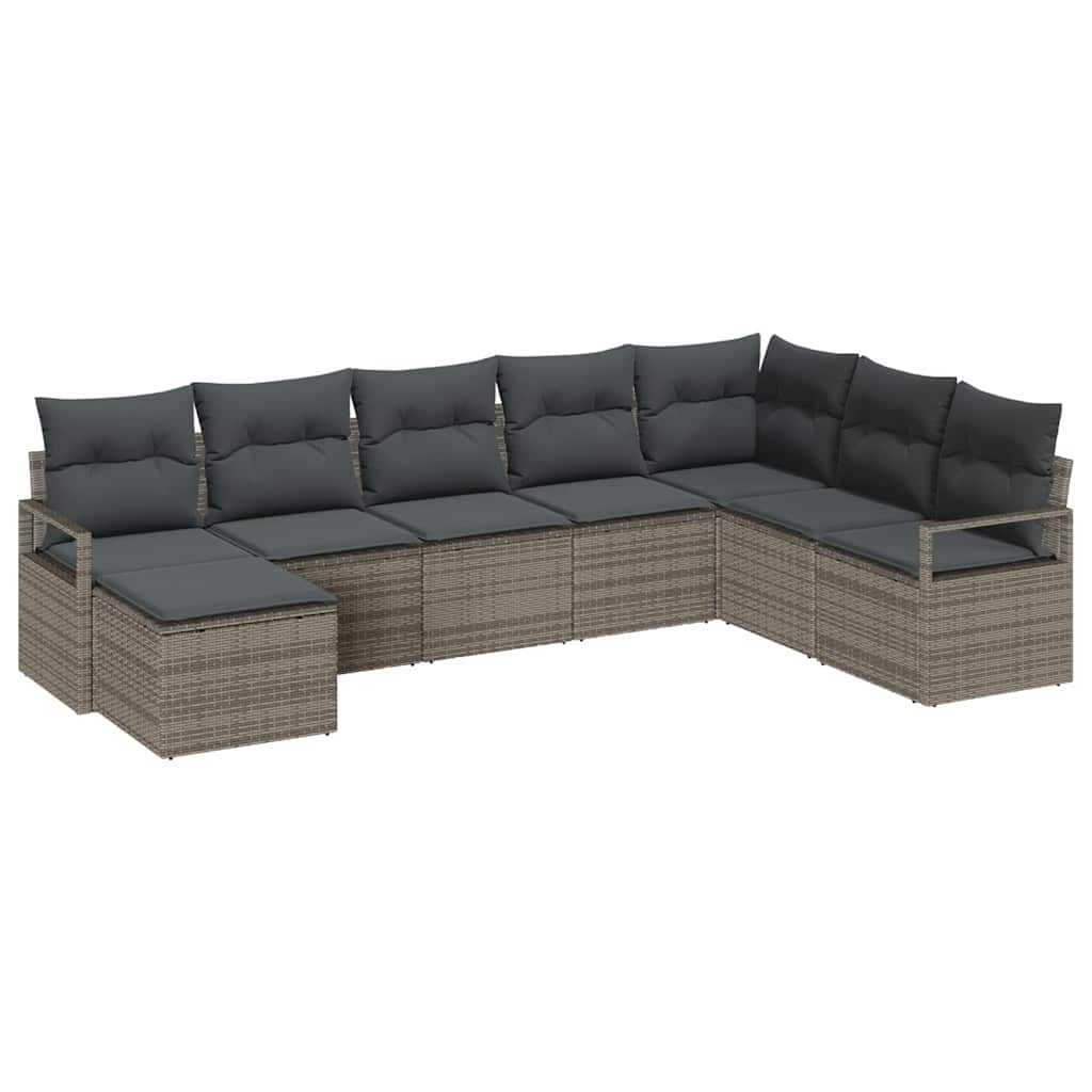 Conjunto de Sofá de Jardim 8 pcs Cinzeto Rattan Sintético