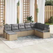 Conjunto de Sofá de Jardim 8 pcs Bege Rattan Sintético