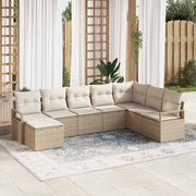 Conjunto de Sofá de Jardim 8 pcs Bege Rattan Sintético