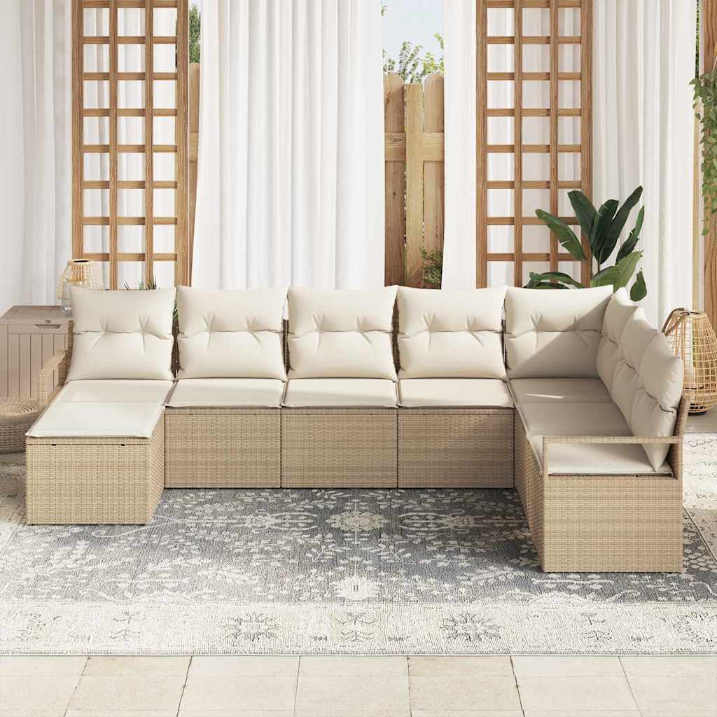 Conjunto de Sofá de Jardim 8 pcs Bege Rattan Sintético
