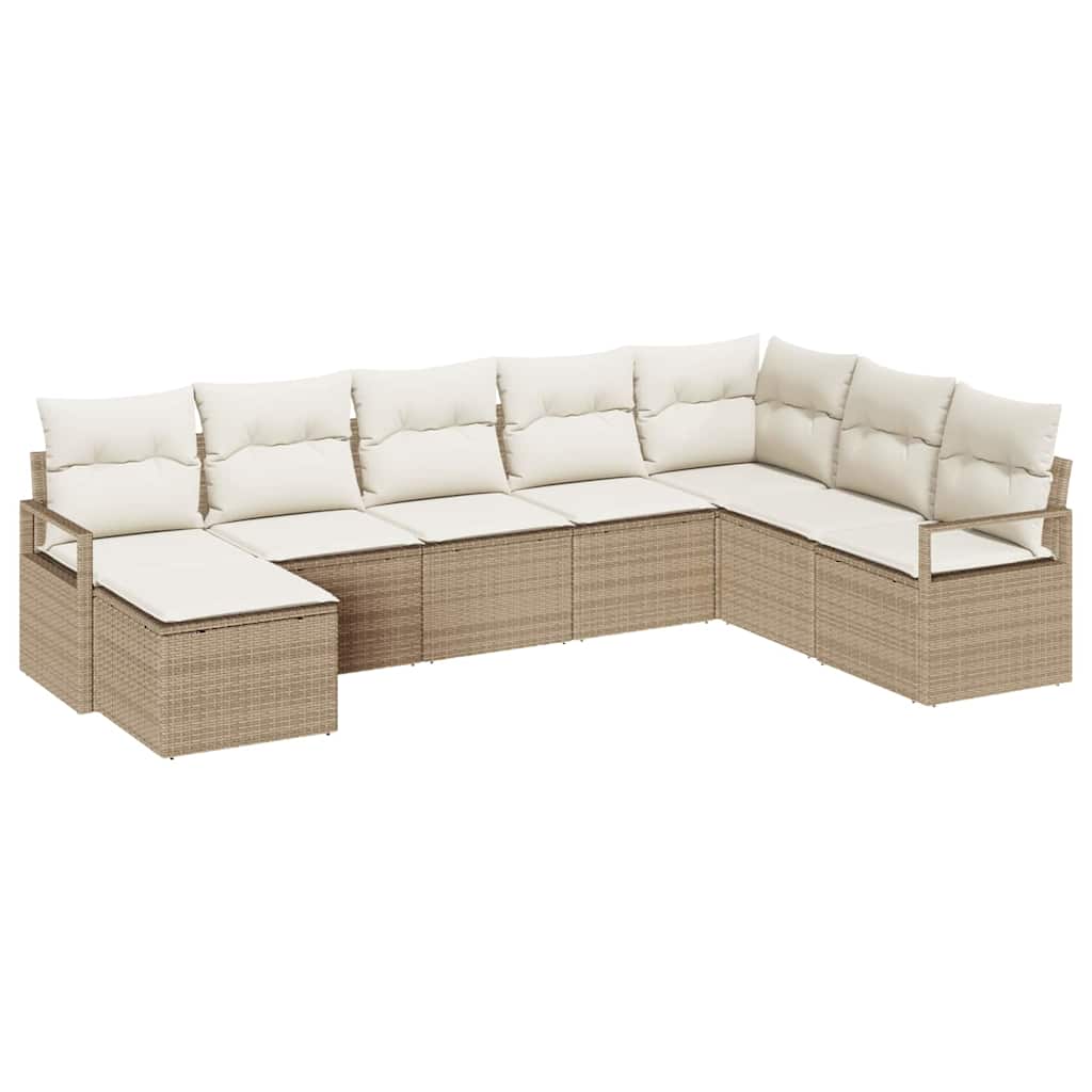 Conjunto de Sofá de Jardim 8 pcs Bege Rattan Sintético
