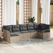 Conjunto de Sofá de Jardim 7 pcs Cinzeto Rattan Sintético