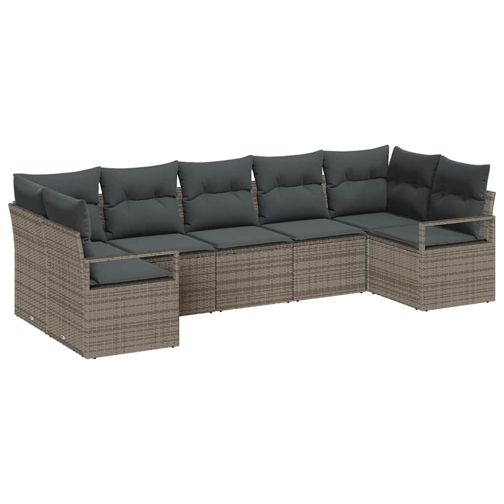 Conjunto de Sofá de Jardim 7 pcs Cinzeto Rattan Sintético