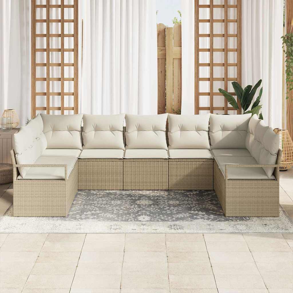 Conjunto de Sofá de Jardim 7 pcs Bege Rattan Sintético