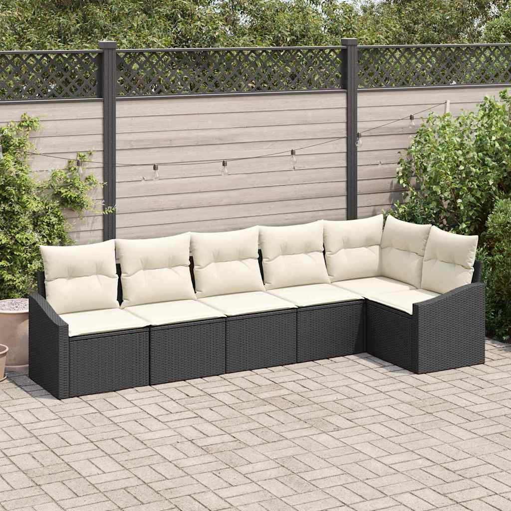 Conjunto de Sofá de Jardim 6 pcs Preto Rattan Sintético