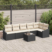 Conjunto de Sofá de Jardim 7 pcs Preto Rattan Sintético