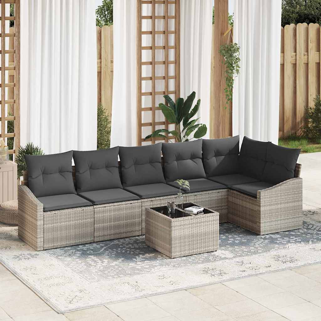 Conjunto de Sofá de Jardim 7 pcs Cinzento-claro