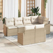 Conjunto de Sofá de Jardim 7 pcs Bege Rattan Sintético