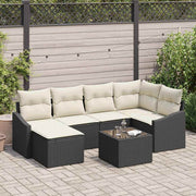 Conjunto de Sofá de Jardim 7 pcs Preto Rattan Sintético