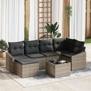 Conjunto de Sofá de Jardim 7 pcs Cinzeto Rattan Sintético