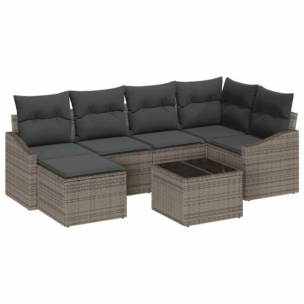Conjunto de Sofá de Jardim 7 pcs Cinzeto Rattan Sintético