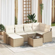 Conjunto de Sofá de Jardim 7 pcs Bege Rattan Sintético