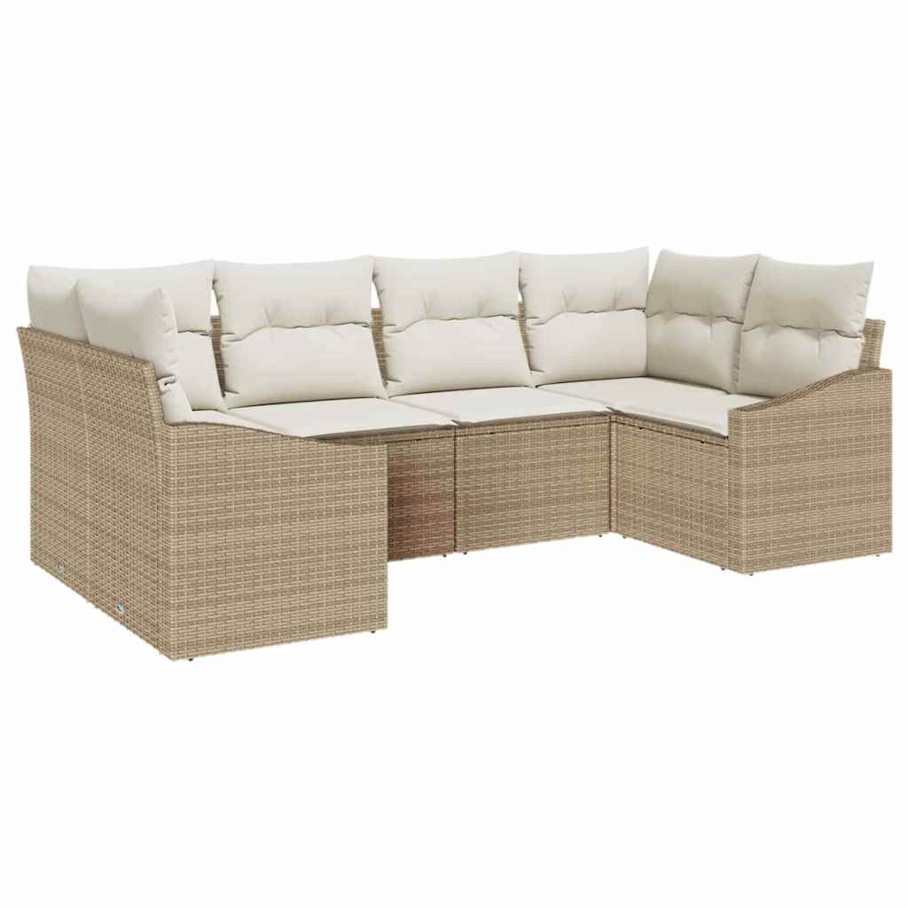Conjunto de Sofá de Jardim 6 pcs Bege Rattan Sintético