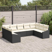 Conjunto de Sofá de Jardim 9 pcs Preto Rattan Sintético