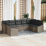Conjunto de Sofá de Jardim 9 pcs Cinzeto Rattan Sintético