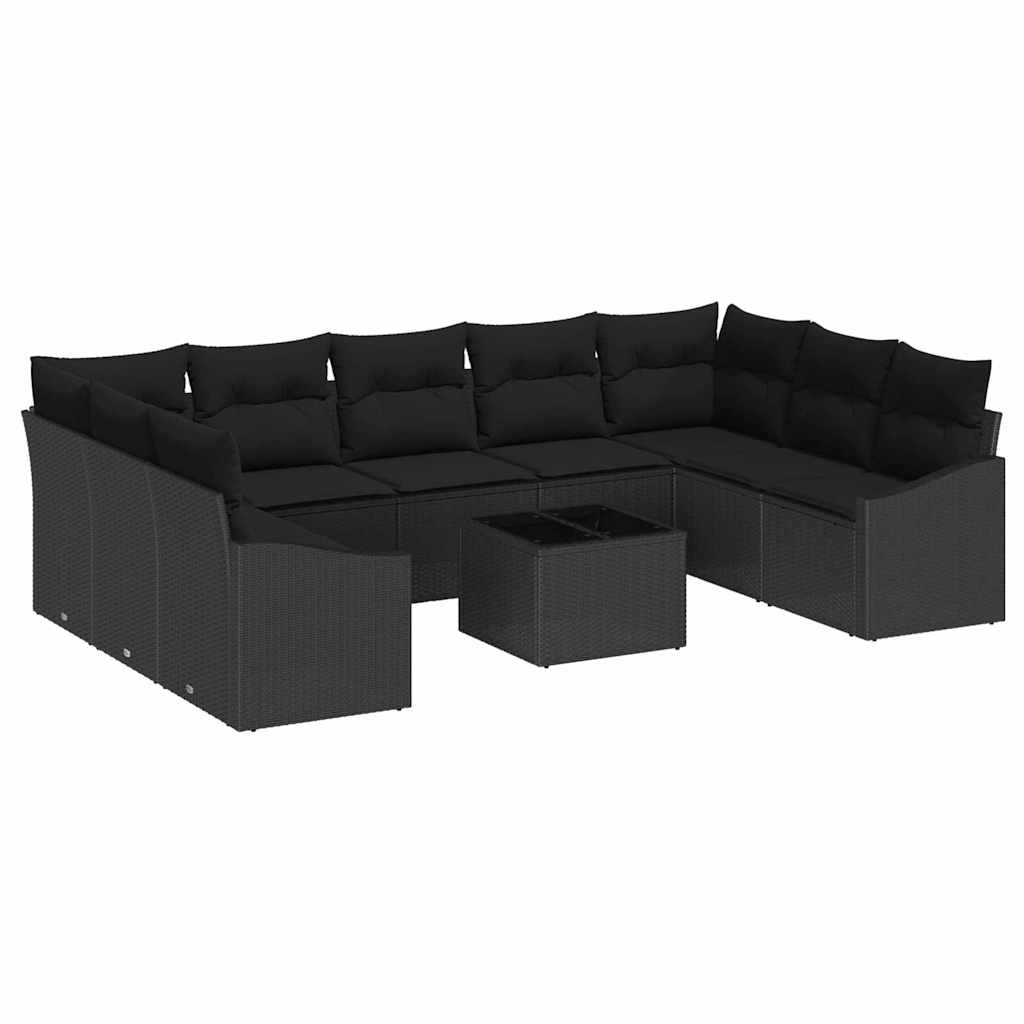 Conjunto de Sofá de Jardim 10 pcs Preto Rattan Sintético
