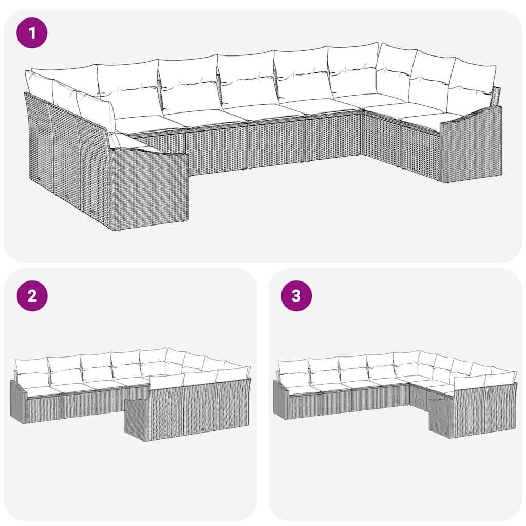 Conjunto de Sofá de Jardim 10 pcs Bege Rattan Sintético