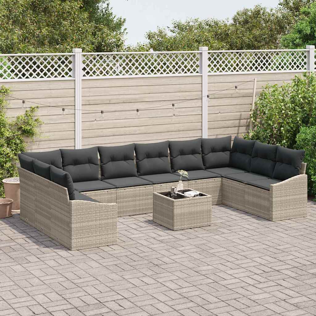 Conjunto de Sofá de Jardim 11 pcs Cinzento-claro