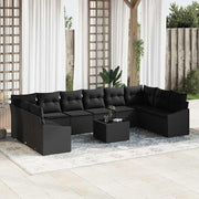 Conjunto de Sofá de Jardim 11 pcs Preto Rattan Sintético