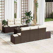 Conjunto de Sofá de Jardim com almofada 6 pcs Castanho vime PE