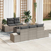 Conjunto de Sofá de Jardim com almofada 6 pcs Cinzeto vime PE