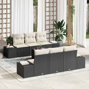 Conjunto de Sofá de Jardim com almofada 7 pcs Preto vime PE