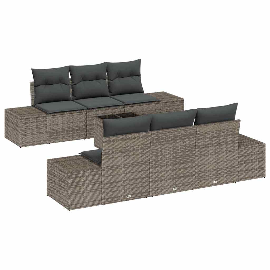 Conjunto de Sofá de Jardim 7 pcs Cinzeto Rattan Sintético
