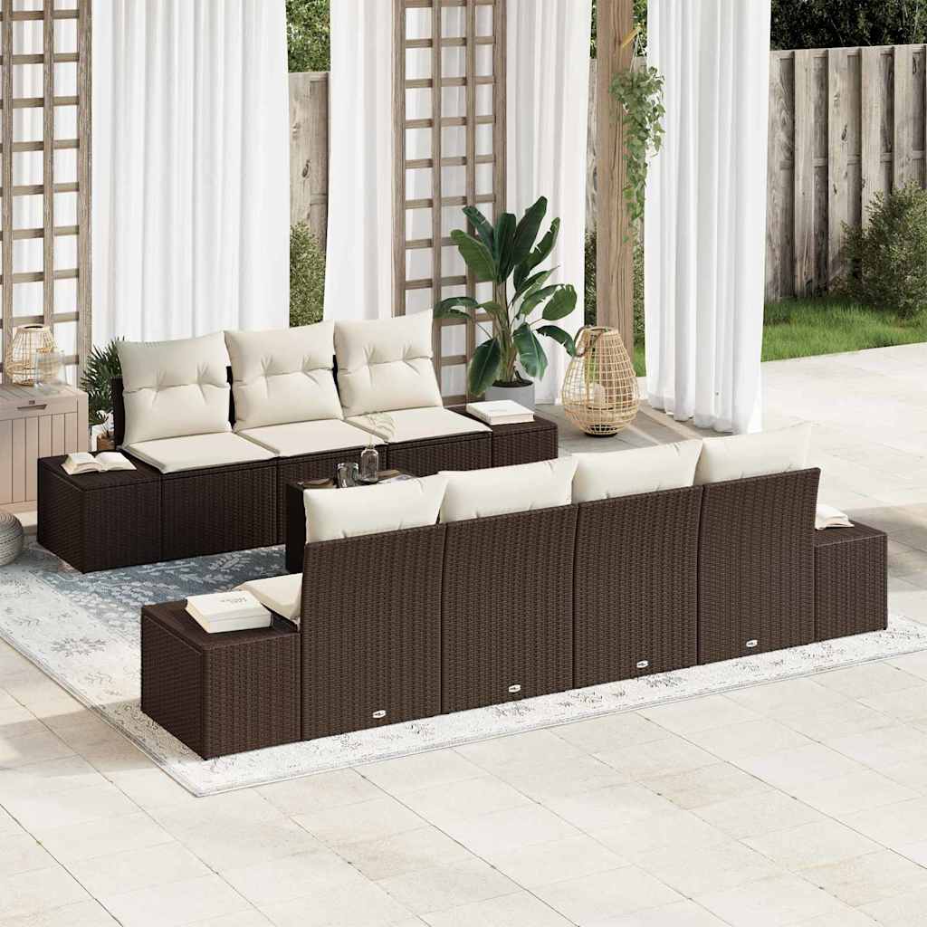Conjunto de Sofá de Jardim 8 pcs Castanho Rattan Sintético