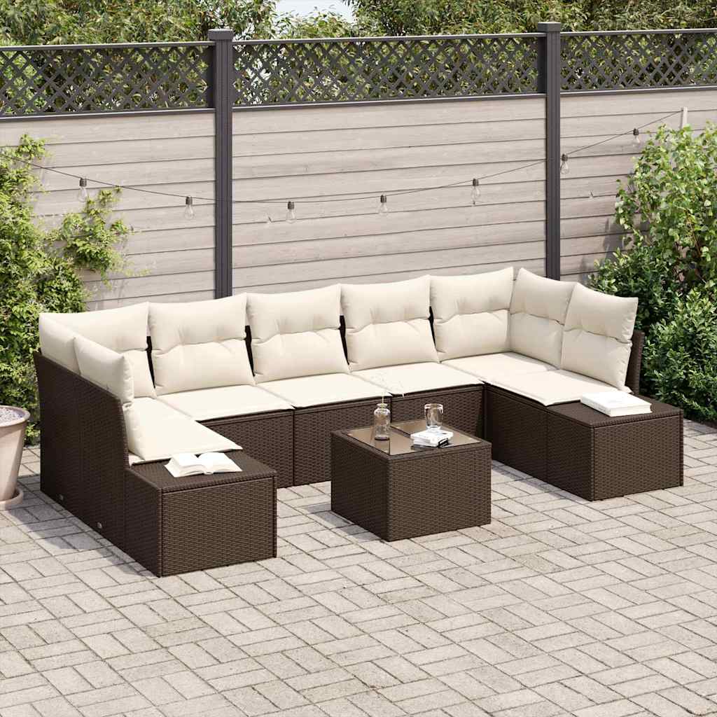 Conjunto de Sofá de Jardim 8 pcs Castanho Rattan Sintético