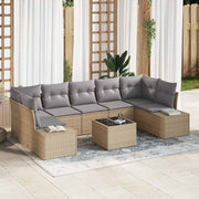 Conjunto de Sofá de Jardim 8 pcs Bege Rattan Sintético