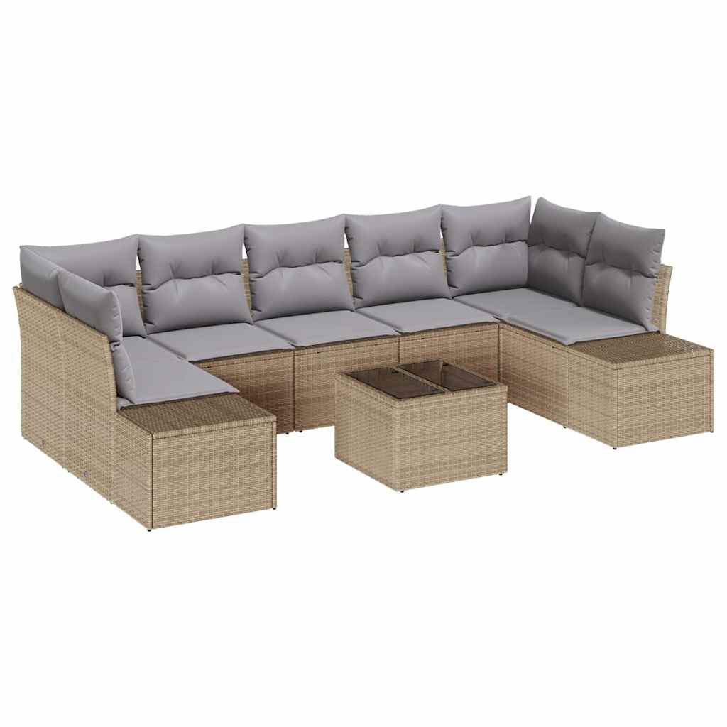 Conjunto de Sofá de Jardim 8 pcs Bege Rattan Sintético