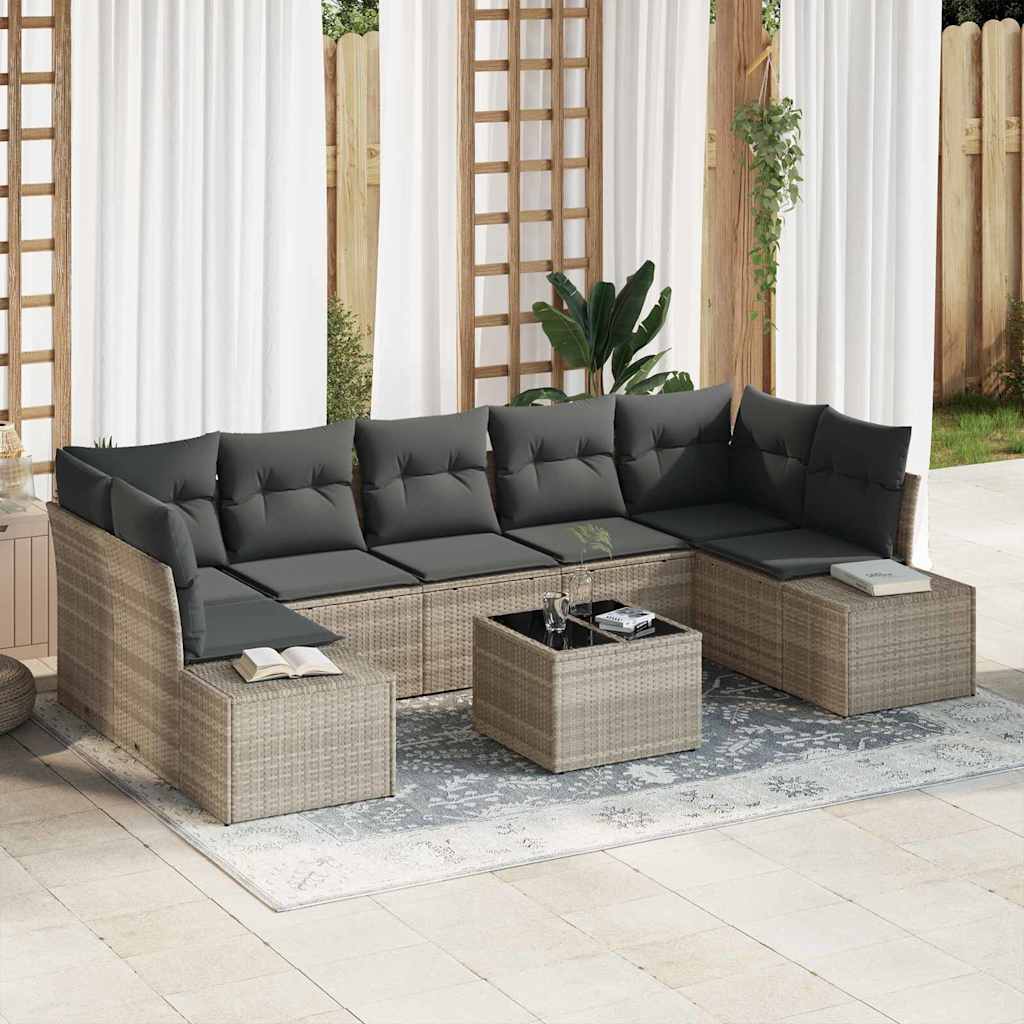 Conjunto de Sofá de Jardim 8 pcs Cinzento-claro