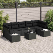 Conjunto de Sofá de Jardim 8 pcs Preto Rattan Sintético